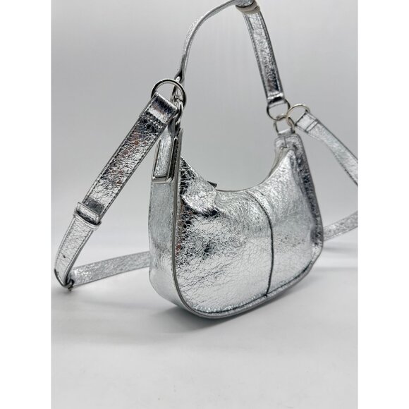 Macy's On 34th Dyanne textured small shoulder crossbody bag - Metallic silvermet - Picture 4 of 12